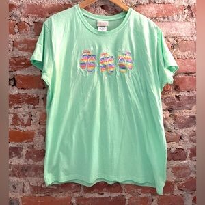 Topstitch Women’s Green Flip Flop Short Sleeve T-Shirt